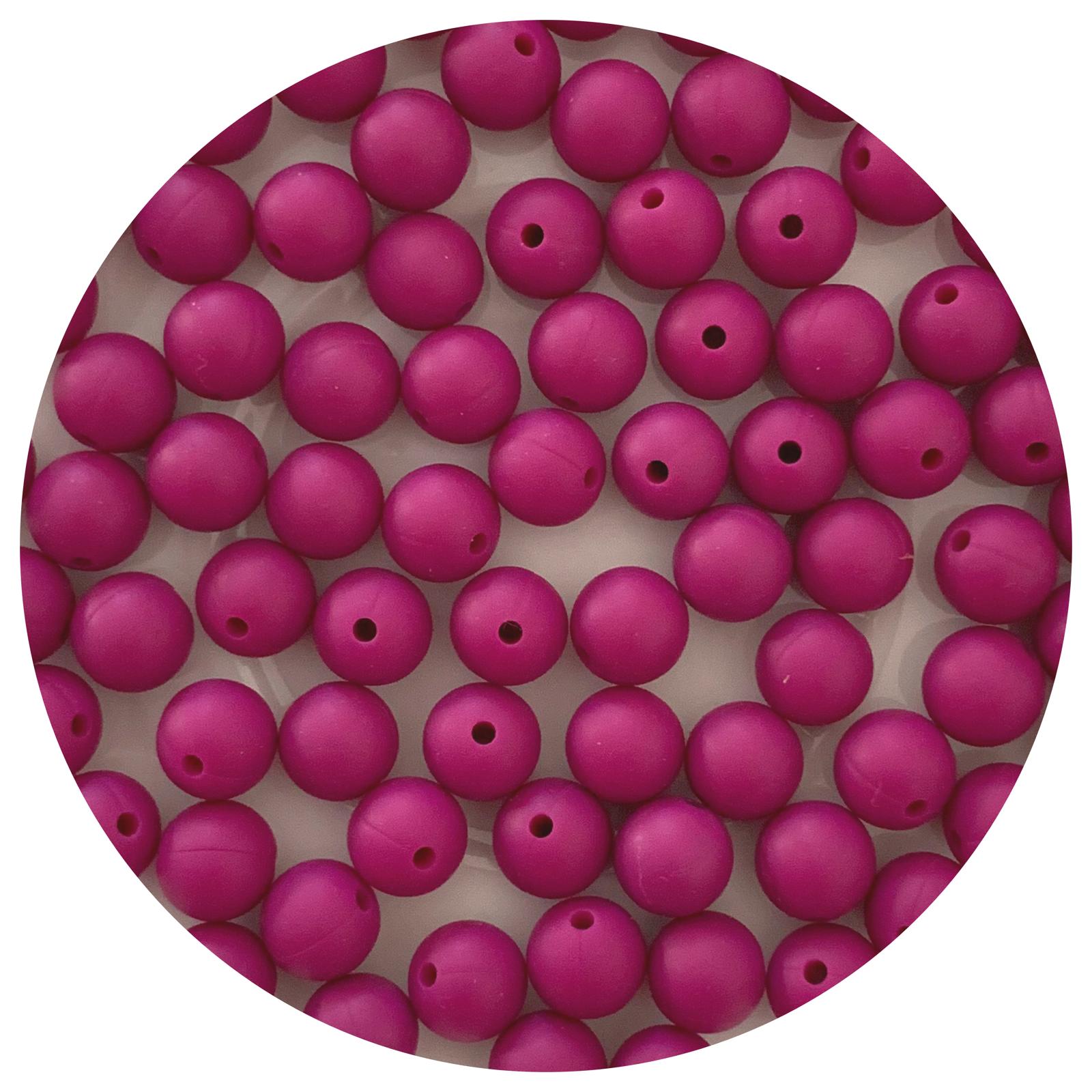 Magenta - 9mm Round Silicone Beads - 5 Beads