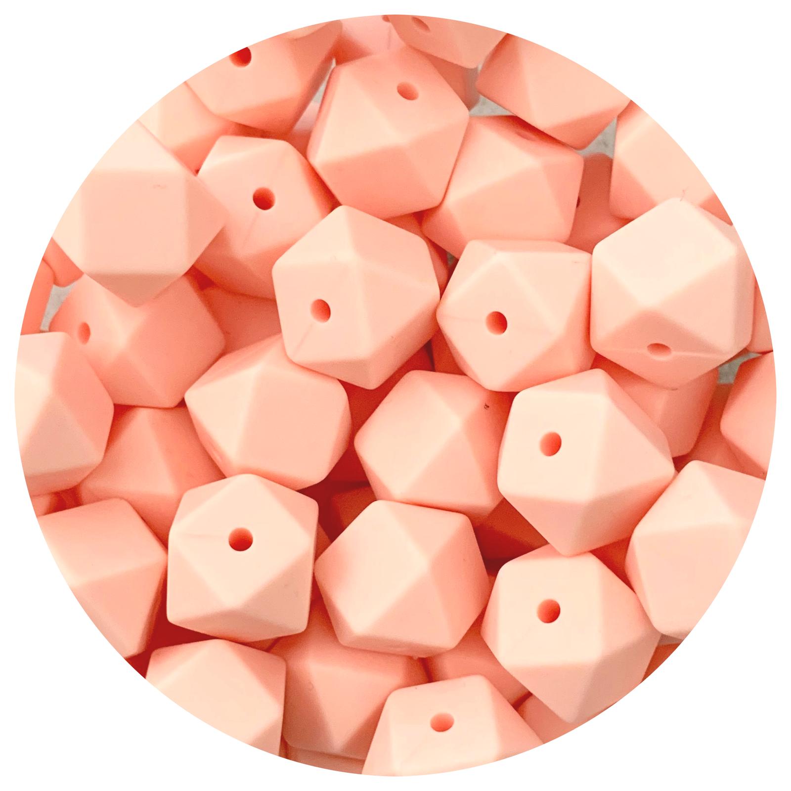 Apricot - 14mm Mini Hexagon - 5 beads