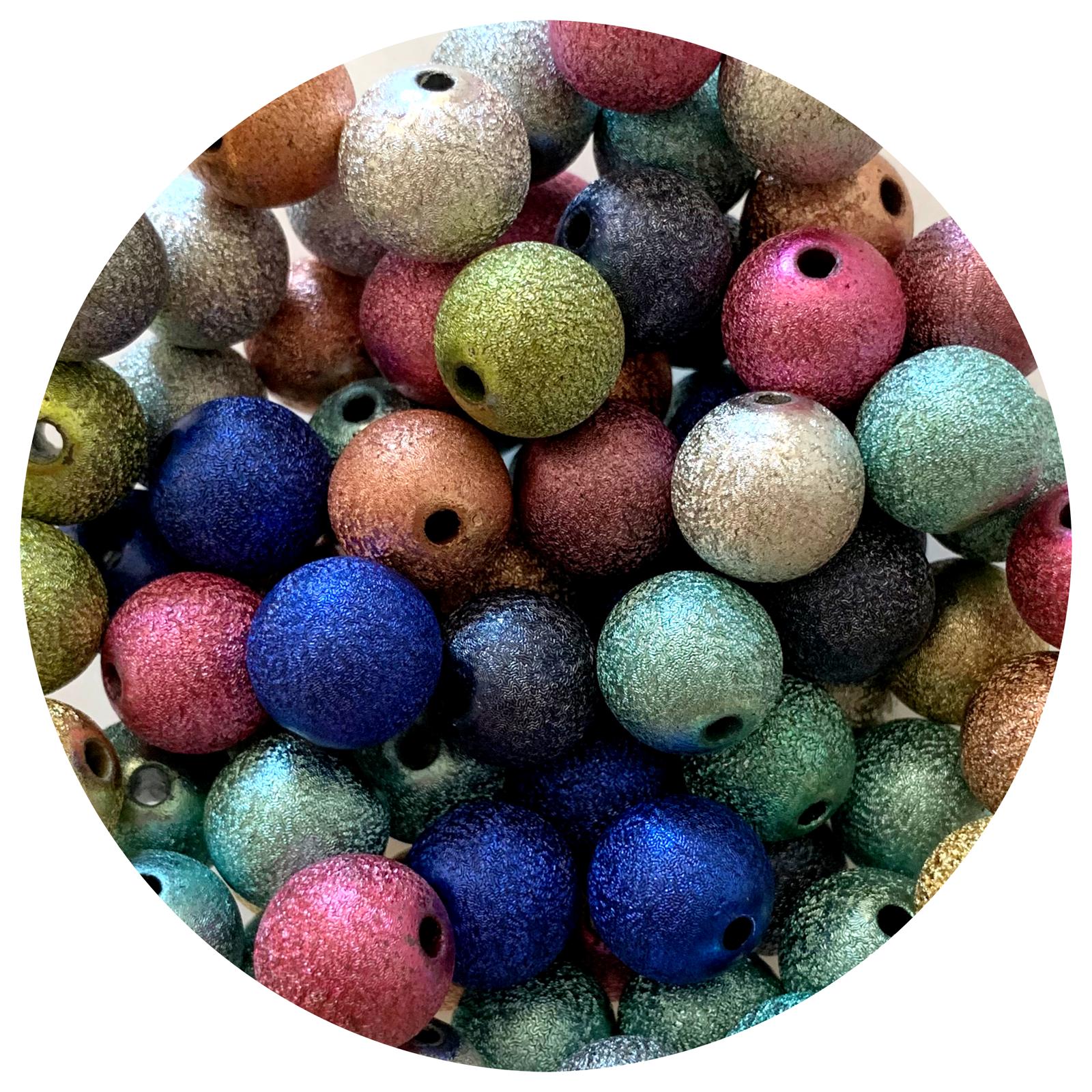 16mm Mixed Stardust Round Acrylic Beads - 20 Beads