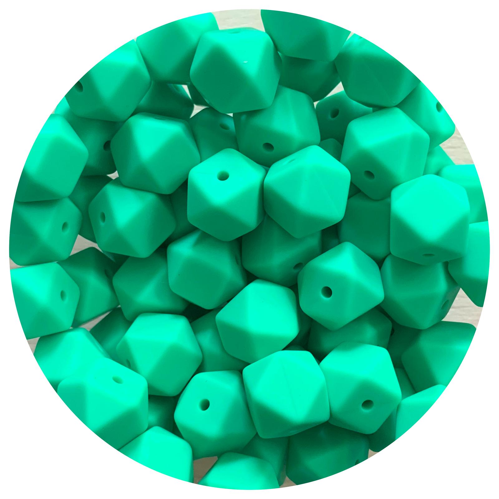 Kelly Green - 14mm Mini Hexagon - 5 beads