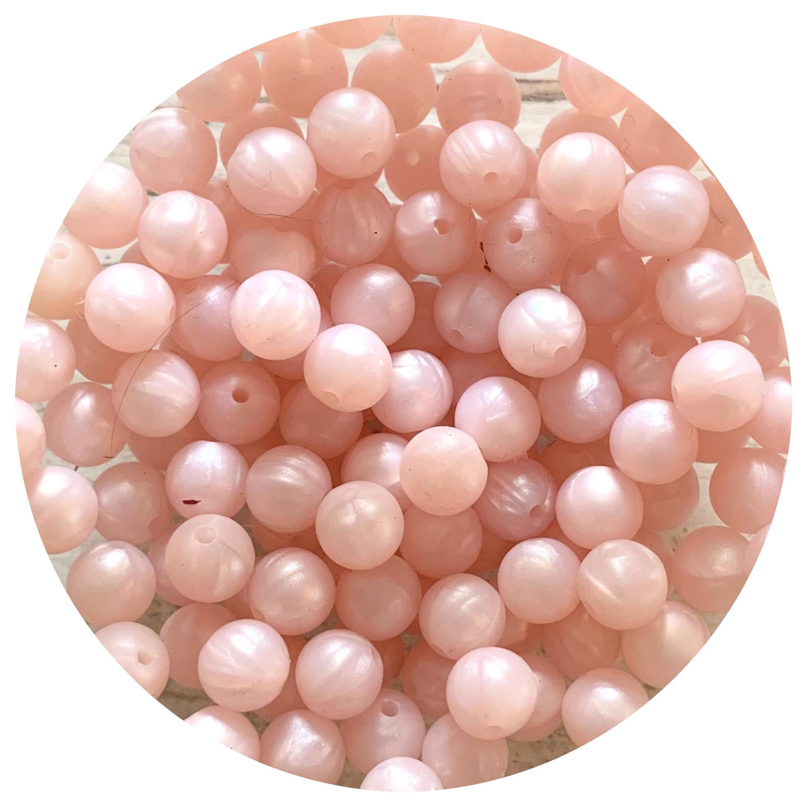 Pearl Blush - 9mm Round Silicone Beads - 5 Beads