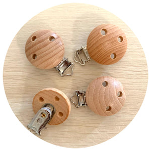 Beech Wood Dummy / Pacifier Clip - Each