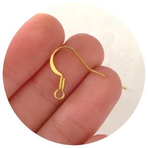 Stainless Steel Earring Hooks - Gold - Lead & Nickel Free - 50 pcs