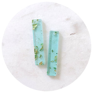Acrylic Charms - 35mm Bar Rectangle (Clear with Gold Flecks) - 1 Hole - 2pc