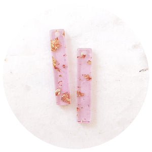 Acrylic Charms - 35mm Bar Rectangle (Clear with Gold Flecks) - 1 Hole - 2pc