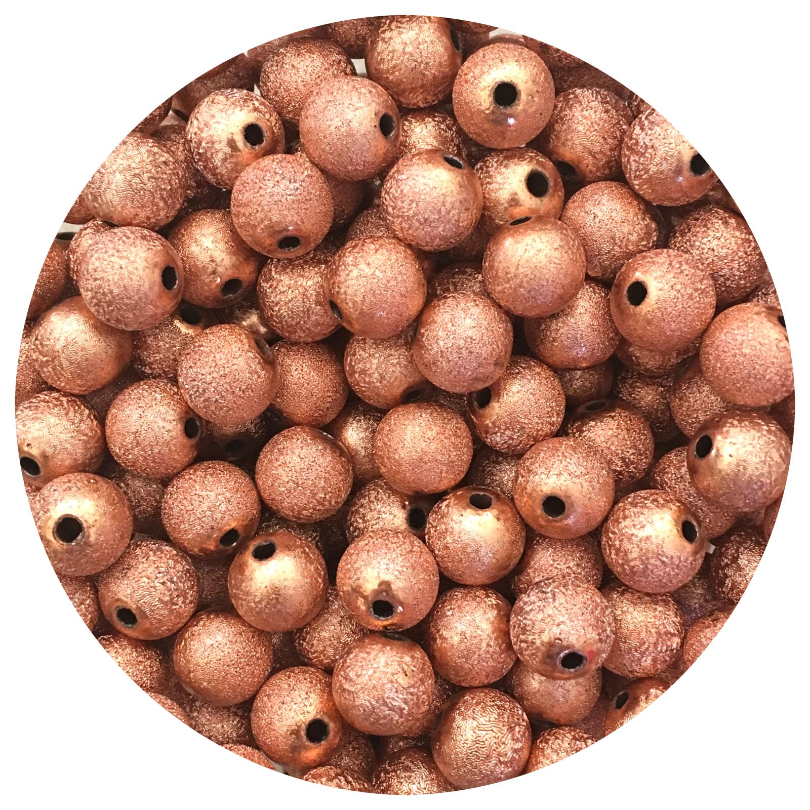 12mm Rose Gold Stardust Round Acrylic Beads - 5 Beads