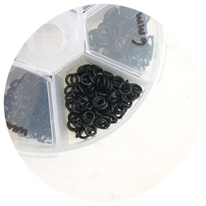 Mixed Pack Jump Rings - Black - 3mm, 4mm, 5mm, 6mm, 7mm, 8mm