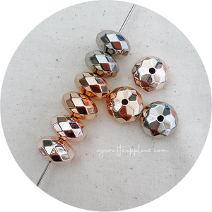 22mm Faceted Abacus Acrylic Beads - CHOOSE YOUR COLOUR - 5 Beads