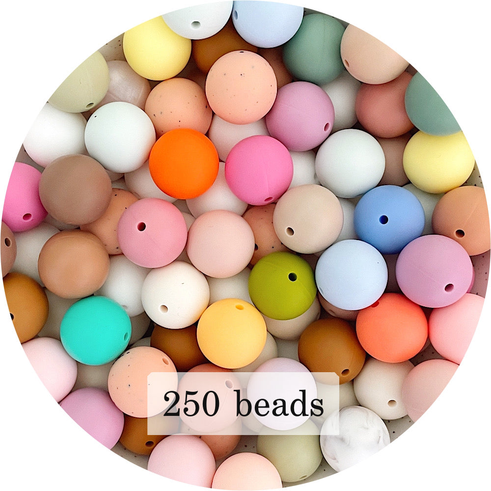 Silicone Beads Bulk Grab Bag - 19mm round - 250 beads
