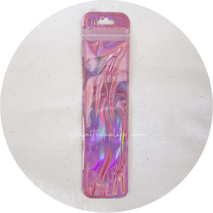 Pink/Silver Foil Iridescent Pouch (Clear Window Face) - Skinny - Each