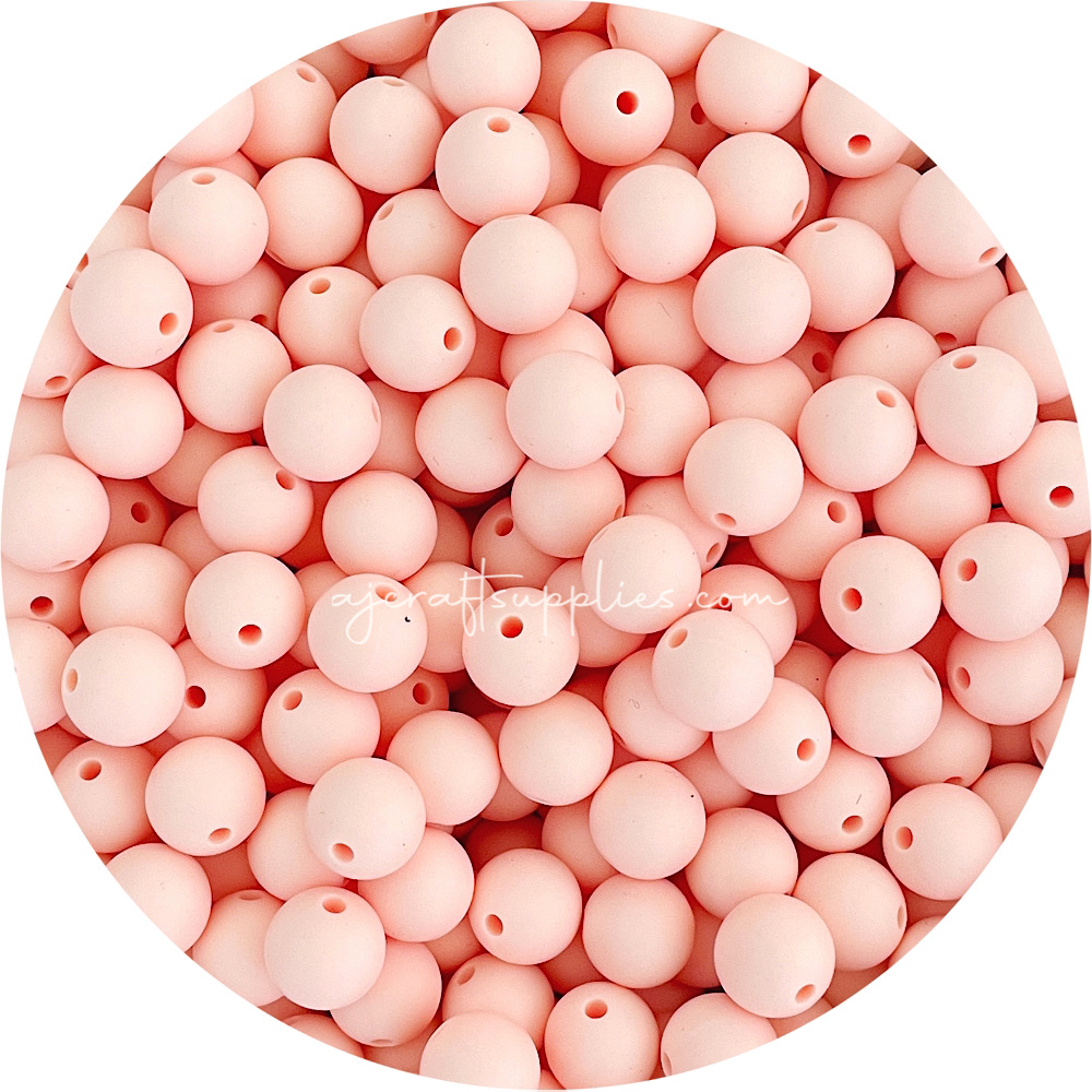 Apricot - 12mm Round Silicone Beads - 10 beads