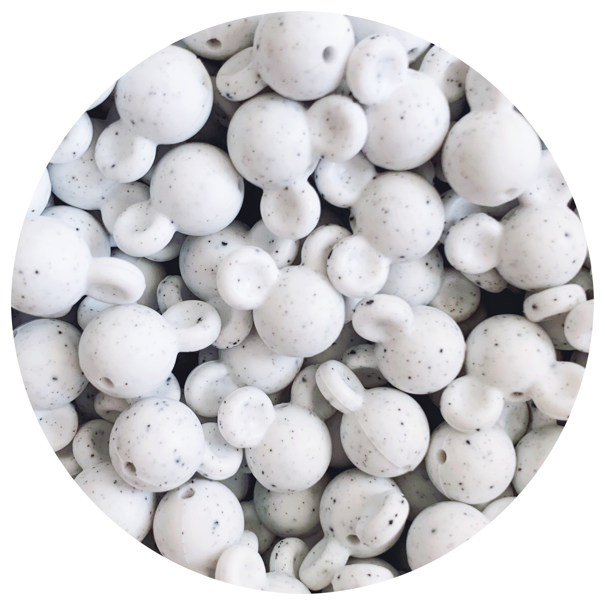 White Speckled - Mouse Head - 5 Beads