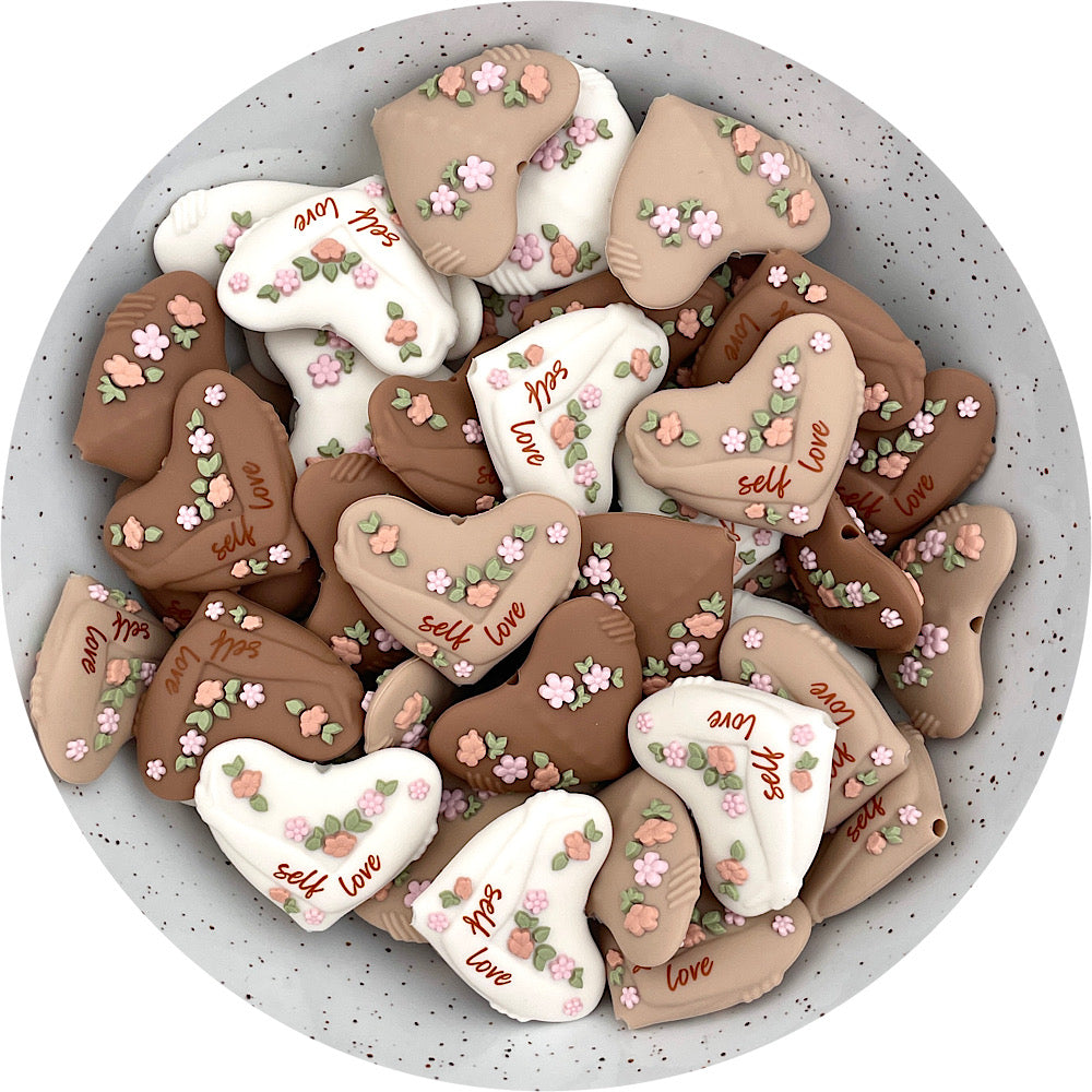 Self-Love Floral Silicone Beads - CHOOSE YOUR COLOUR - 2 beads