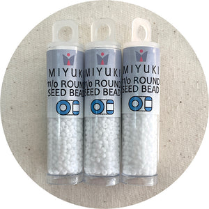 11/0 Miyuki® Round Seed Beads - Matte Opaque White - 8.5g Tube