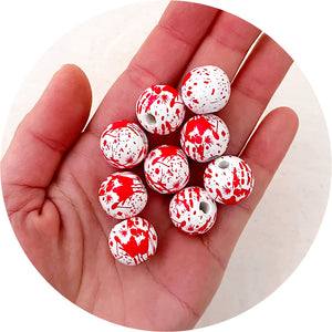 Halloween Edition 16mm Bloody Handprints Wooden Beads - 5 beads