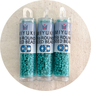 11/0 Miyuki® Round Seed Beads - Matte Opaque Turquoise - 8.5g Tube