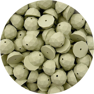 Sage Green - 22mm Faceted Half Round Silicone Beads - 5 Beads