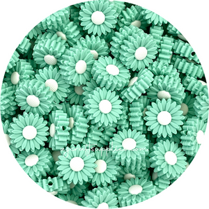 Mint Green - 22mm Mini Daisy Silicone Beads - 2 beads