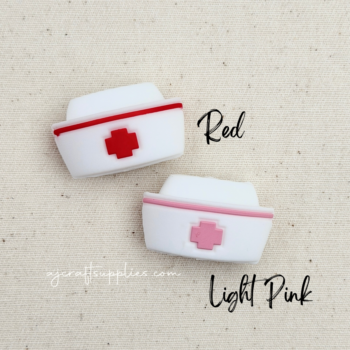 Nurse Hat Silicone 3D Focal Beads - CHOOSE YOUR COLOUR - 2 beads