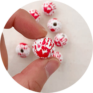 Halloween Edition 16mm Bloody Handprints Wooden Beads - 5 beads