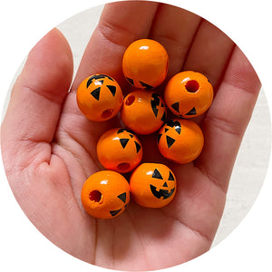 Halloween Edition 16mm Pumpkin Wooden Beads - 5 beads