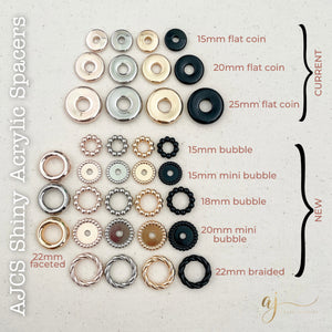 15mm Mini Bubble Flat Coin Acrylic Spacer Beads (with Large Hole) - Choose your Colour - 5 Beads