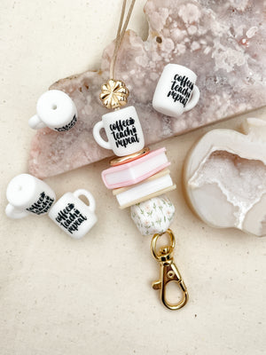 Coffee Teach Repeat Mug Silicone Beads - 2 beads