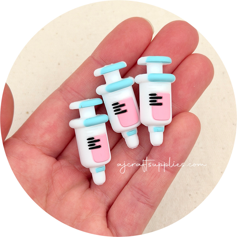 Medical Syringe Silicone 3D Focal Beads - 2 beads