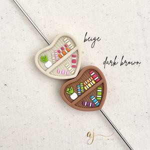 Cosy Love Heart Bookshelf Silicone Focal Beads - CHOOSE YOUR COLOUR - 2 beads