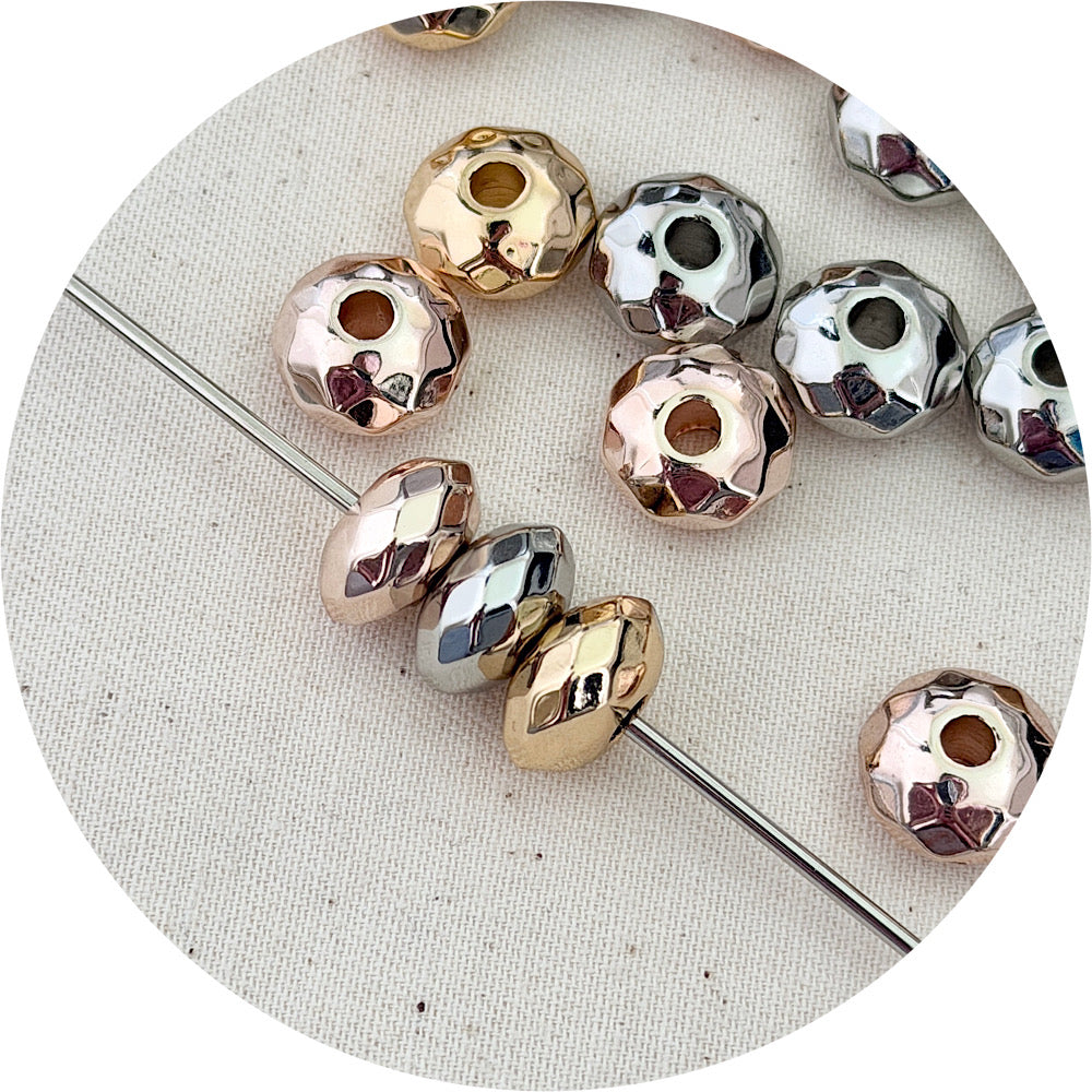 14mm Faceted Abacus Acrylic Beads - CHOOSE YOUR COLOUR - 5 Beads