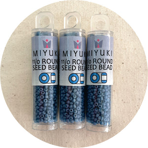 11/0 Miyuki® Round Seed Beads - Matte Slate Blue AB - 8.5g Tube