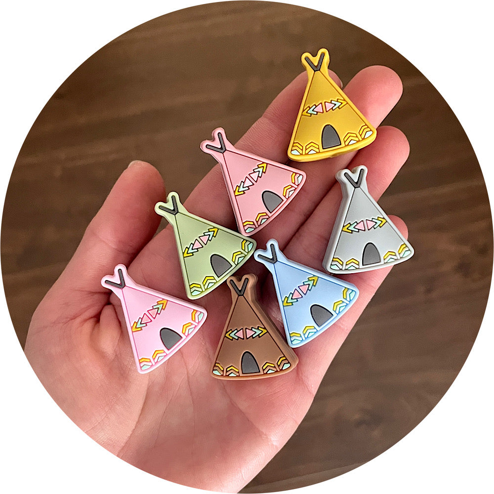 *CLEARANCE* Tipi/Teepee Silicone Focal Beads - Choose your colour - 10 beads