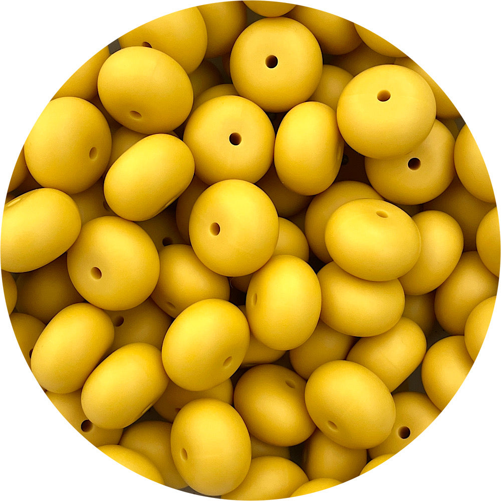 Brighter Mustard Yellow - 22mm Abacus Silicone Beads - 5 Beads