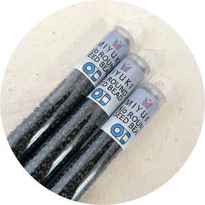 8/0 Miyuki® Round Seed Beads - Opaque Black - 22g Tube