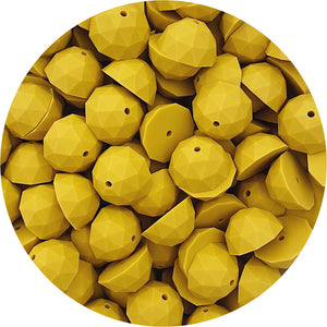 Mustard Yellow - 22mm Faceted Half Round Silicone Beads - 5 Beads