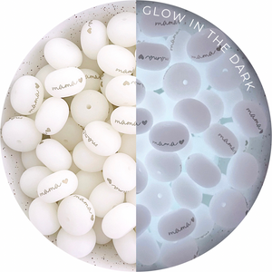 Glow in the Dark MAMA Silicone Beads - 22mm abacus (Glow White) - 5 Beads