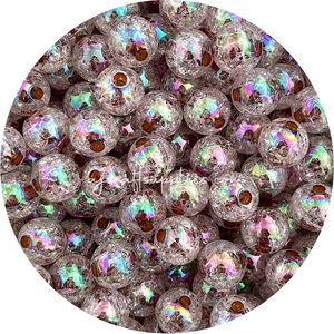 16mm AB Crackle Effect Acrylic Beads - Choose Your Colour - 5 beads