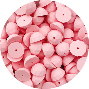 Candy Pink - 22mm Faceted Half Round Silicone Beads - 5 Beads