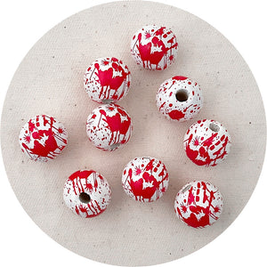 Halloween Edition 16mm Bloody Handprints Wooden Beads - 5 beads