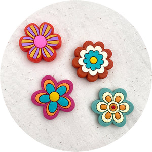 Fancy Flowers Silicone Focal Beads - CHOOSE YOUR COLOUR - 2 beads