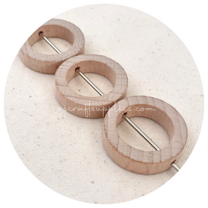 32mm Beech Wood Circle/Round Bead Frame - 2 Holes - 5 Frames