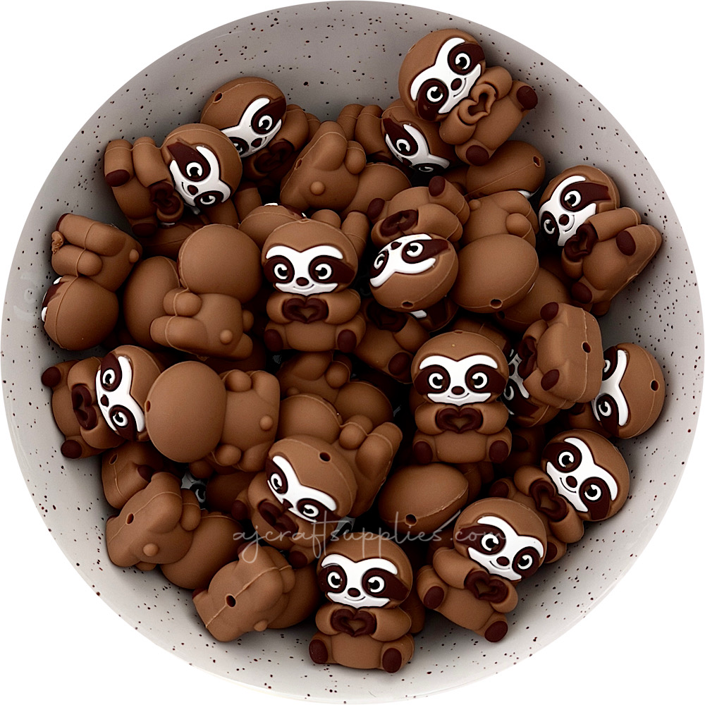 3D Heart Hands Sloth Silicone Focal Beads - 2 beads