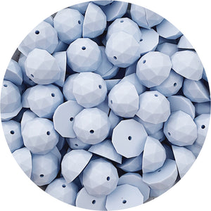 Pastel Blue - 22mm Faceted Half Round Silicone Beads - 5 Beads