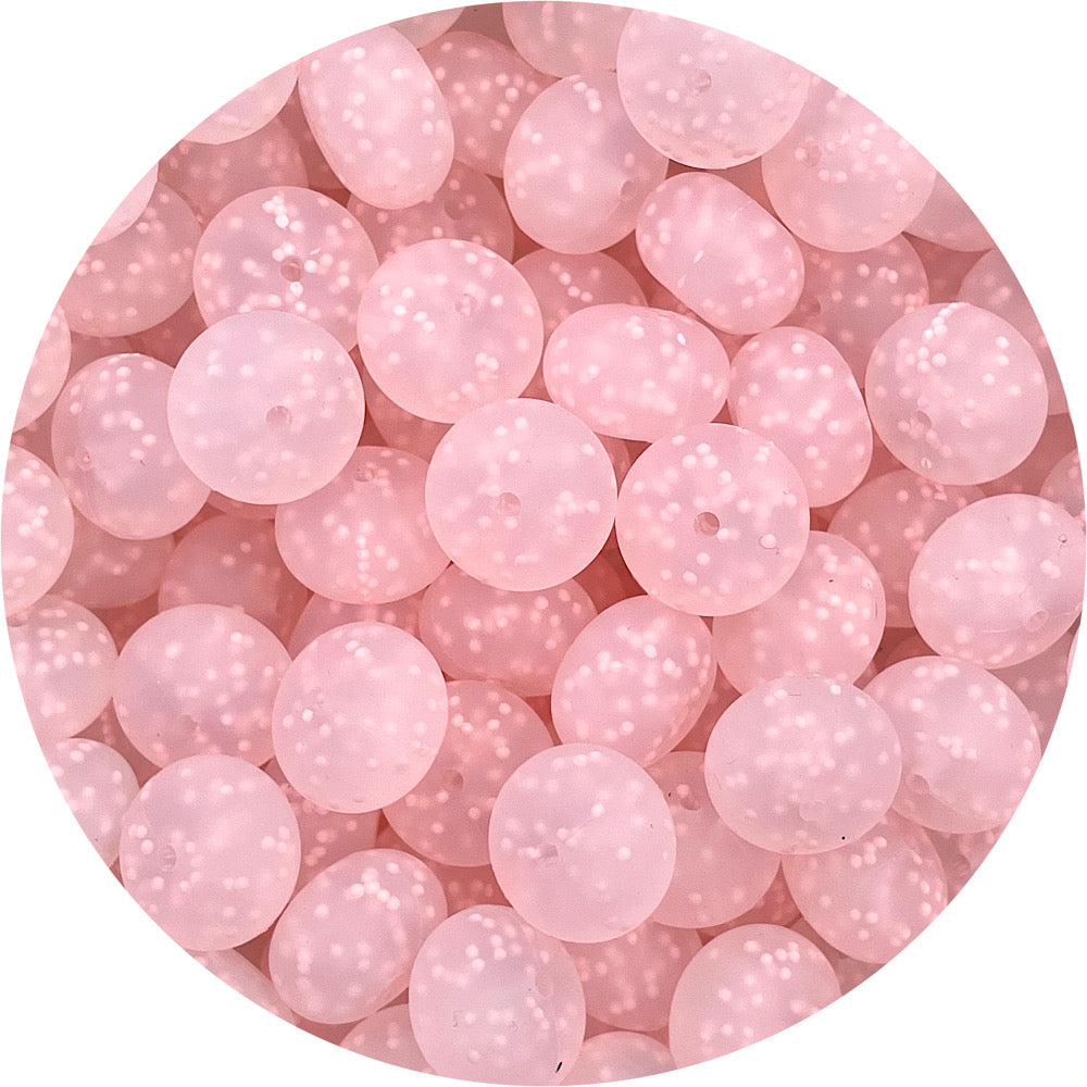 Blush Speckled Clear (Matte) - 22mm abacus Silicone Beads - 5 Beads