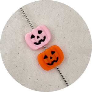 Jack O Lantern / Carved Pumpkin Silicone Beads - Choose your Colour - 2 beads