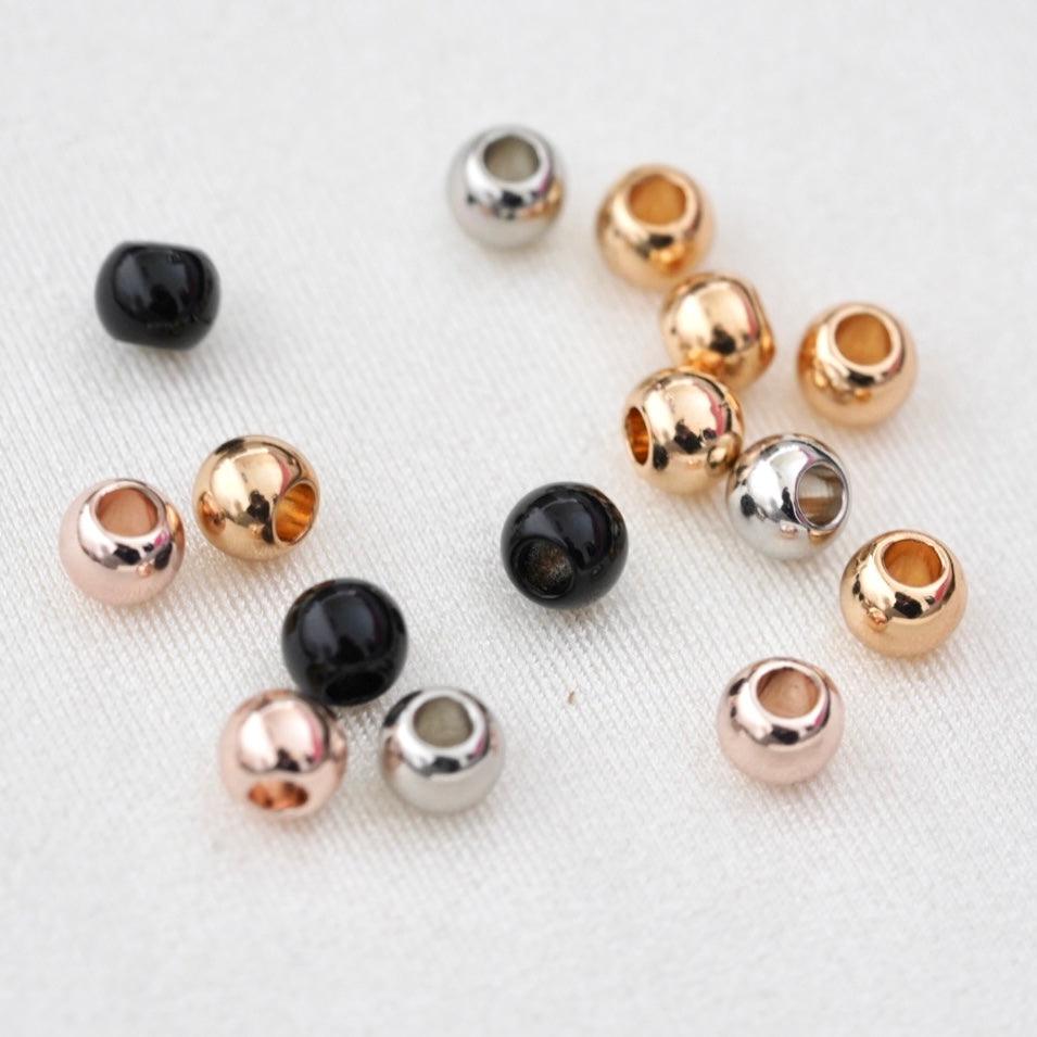 6mm Round Acrylic Beads (Large Hole) - CHOOSE YOUR COLOUR - 5 Beads