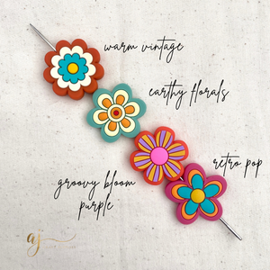 Fancy Flowers Silicone Focal Beads - CHOOSE YOUR COLOUR - 2 beads