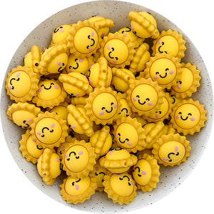 3D Sun Silicone Focal Beads - 2 beads