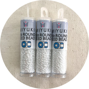 11/0 Miyuki® Round Seed Beads - White Pearl Ceylon - 8.5g Tube