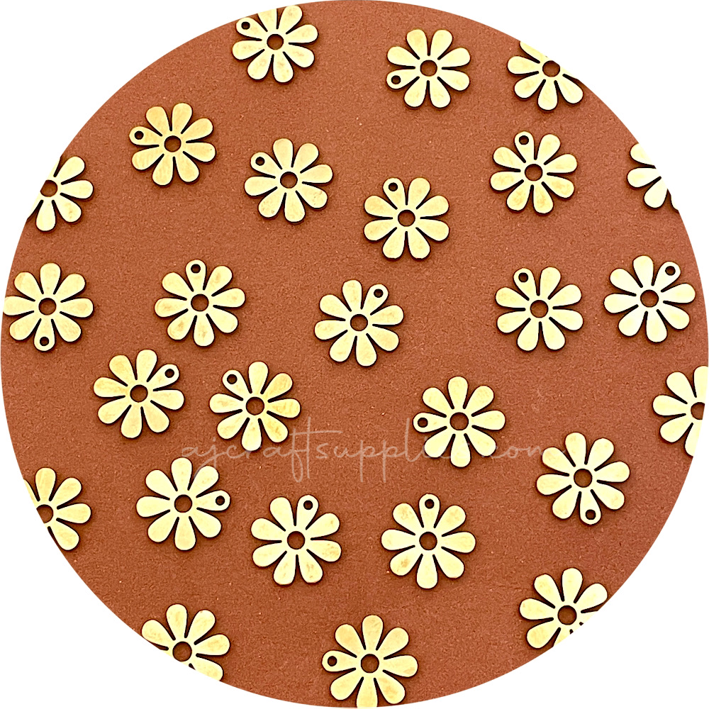 11mm Daisy Stainless Steel Charms - Gold- 2 pcs